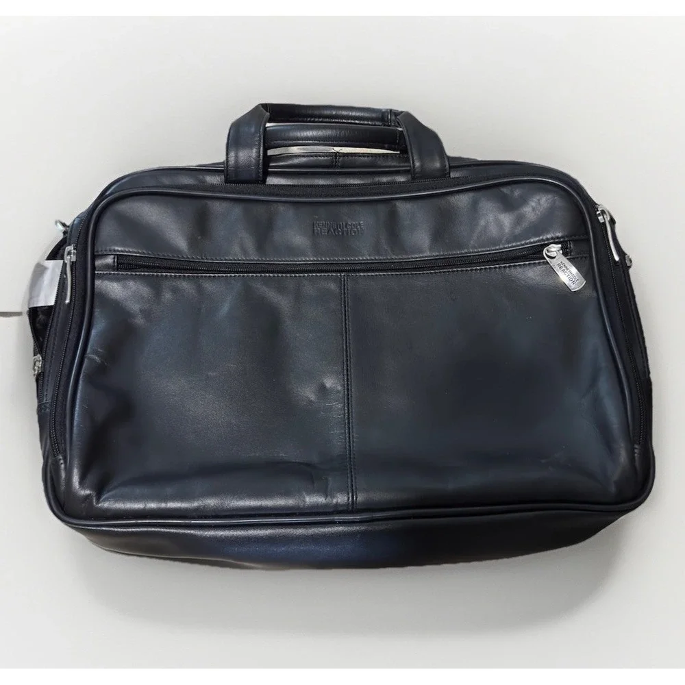 Kenneth‎ Cole Reaction Manhattan Unisex Black Leather Briefcase Laptop Bag